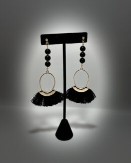Black Oval Jaspe Earrings