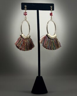 Multicolor Oval Gold Earrings