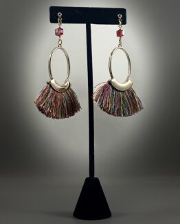 Multicolor Oval Gold Earrings