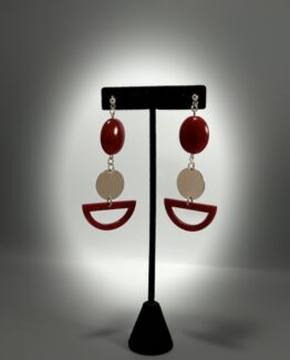 Red Balance Circle Earrings